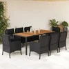 Sofa Sodo komplektas su pagalvėlėmis, 9 dalių, juodas, poliratanas