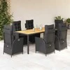 Sofa Sodo komplektas su pagalvėlėmis, 7 dalių, juodas, poliratanas