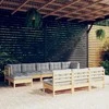 Sodo komplektas su pilkomis pagalvėmis, 10 dalių, pušis