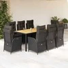 Sofa Sodo komplektas su pagalvėlėmis, 9 dalių, juodas, poliratanas