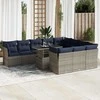 Sofa Sodo komplektas su pagalvėlėmis, 11 dalių, poliratanas/akacija