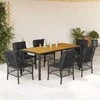 Sofa Sodo komplektas su pagalvėlėmis, 7 dalių, juodas, poliratanas