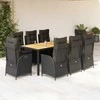 Sofa Sodo komplektas su pagalvėlėmis, 9 dalių, juodas, poliratanas