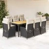 Sofa Sodo komplektas su pagalvėlėmis, 9 dalių, juodas, poliratanas