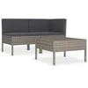 Lauko baldų komplektas Sodo komplektas su pagalvėlėmis, 3 dalių, pilkas, poliratanas