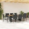 Sofa Sodo komplektas su pagalvėlėmis, 9 dalių, juodas, poliratanas
