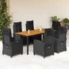 Sofa Sodo komplektas su pagalvėlėmis, 7 dalių, juodas, poliratanas