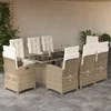 Sofa Sodo komplektas su pagalvėlėmis, 9 dalių, smėlio, poliratanas