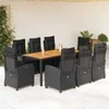 Sofa Sodo komplektas su pagalvėlėmis, 9 dalių, juodas, poliratanas