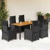 Sofa Sodo komplektas su pagalvėlėmis, 7 dalių, juodas, poliratanas