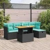 Lauko baldų komplektas Sodo komplektas su pagalvėlėmis, 6 dalių, poliratanas/akacija
