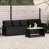 Lauko baldų komplektas Sodo sofa, 5 vietų, su pagalvėlėmis, juoda, poliratanas