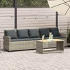 Lauko baldų komplektas Sodo sofa, 5 vietų, su pagalvėlėmis, šviesiai pilka, poliratanas