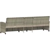 Sodo sofa, 5 vietų, su pagalvėlėmis, šviesiai pilka, poliratanas