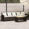 Lauko baldų komplektas Sodo sofa, 5 vietų, su pagalvėlėmis, ruda, poliratanas