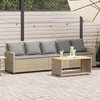 Lauko baldų komplektas Sodo sofa, 5 vietų, su pagalvėlėmis, smėlio spalvos, poliratanas