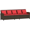 Lauko baldų komplektas Sodo sofa, 5 vietų, su pagalvėlėmis, ruda, poliratanas