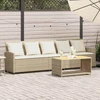 Lauko baldų komplektas Sodo sofa, 5 vietų, su pagalvėlėmis, smėlio spalvos, poliratanas