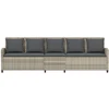 Lauko baldų komplektas Sodo sofa, 5 vietų, su pagalvėlėmis, šviesiai pilka, poliratanas
