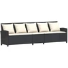 Lauko baldų komplektas Sodo sofa, 5 vietų, su pagalvėlėmis, juoda, poliratanas