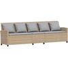 Lauko baldų komplektas Sodo sofa, 5 vietų, su pagalvėlėmis, smėlio spalvos, poliratanas