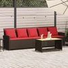 Lauko baldų komplektas Sodo sofa, 5 vietų, su pagalvėlėmis, ruda, poliratanas