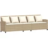 Lauko baldų komplektas Sodo sofa, 5 vietų, su pagalvėlėmis, smėlio spalvos, poliratanas
