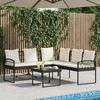 Sodo Sofų Rinkinys 2 pcs Juoda ir kreminė Poli Rattan Plienas