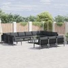 Sodo Sofų Rinkinys su pagalve 14 pcs Juoda Plienas