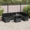 Lauko baldų komplektas Sodo Sofų Rinkinys su pagalve 9 pcs Juoda Poli ratanas