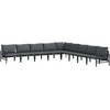Sodo Sofų Rinkinys su pagalve 9 pcs Juoda Plienas