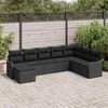 Lauko baldų komplektas Sodo Sofų Rinkinys su pagalve 8 pcs Juoda Poli ratanas