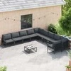 Sodo Sofų Rinkinys su pagalve 11 pcs Juoda Plienas