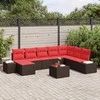 Lauko baldų komplektas Sodo Sofų Rinkinys su pagalve 9 pcs Ruda poliratanas