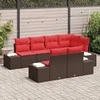 Lauko baldų komplektas Sodo Sofų Rinkinys su pagalve 7 pcs Ruda poliratanas