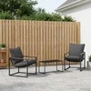 Lauko baldų komplektas Sodo Sofų Rinkinys 3 pcs Juoda ir Antracitas Plienas