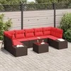 Lauko baldų komplektas Sodo Sofų Rinkinys su pagalve 8 pcs Ruda poliratanas