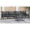 Sodo Sofų Rinkinys su pagalve 4 pcs Juoda Plienas