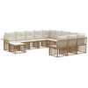 Lauko baldų komplektas Sodo Sofų Rinkinys 12 pcs Natūralus ir grietinėlės baltas