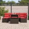 Lauko baldų komplektas Sodo Sofų Rinkinys su pagalve 7 pcs Ruda Poli ratanas