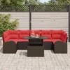 Lauko baldų komplektas Sodo Sofų Rinkinys su saugykla 8 pcs Ruda poliratanas