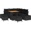 Lauko baldų komplektas Sodo Sofų Rinkinys su pagalve 8 pcs Juoda Poli ratanas