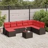 Lauko baldų komplektas Sodo Sofų Rinkinys su pagalve 9 pcs Ruda Poli ratanas