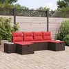 Lauko baldų komplektas Sodo Sofų Rinkinys su pagalve 6 pcs Ruda poliratanas