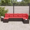 Lauko baldų komplektas Sodo Sofų Rinkinys su pagalve 7 pcs Ruda poliratanas