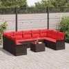 Lauko baldų komplektas Sodo Sofų Rinkinys su pagalve 10 pcs Ruda Poli ratanas