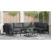 Sodo Sofų Rinkinys su pagalve 6 pcs Juoda Plienas
