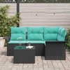 Lauko baldų komplektas Sodo Sofų Rinkinys su pagalve 5 pcs Juoda poliratanas