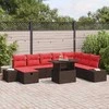 Lauko baldų komplektas Sodo Sofų Rinkinys su pagalve 9 pcs Ruda Poli ratanas