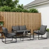 Lauko baldų komplektas Sodo Sofų Rinkinys 4 pcs Juoda ir Antracitas Plienas
